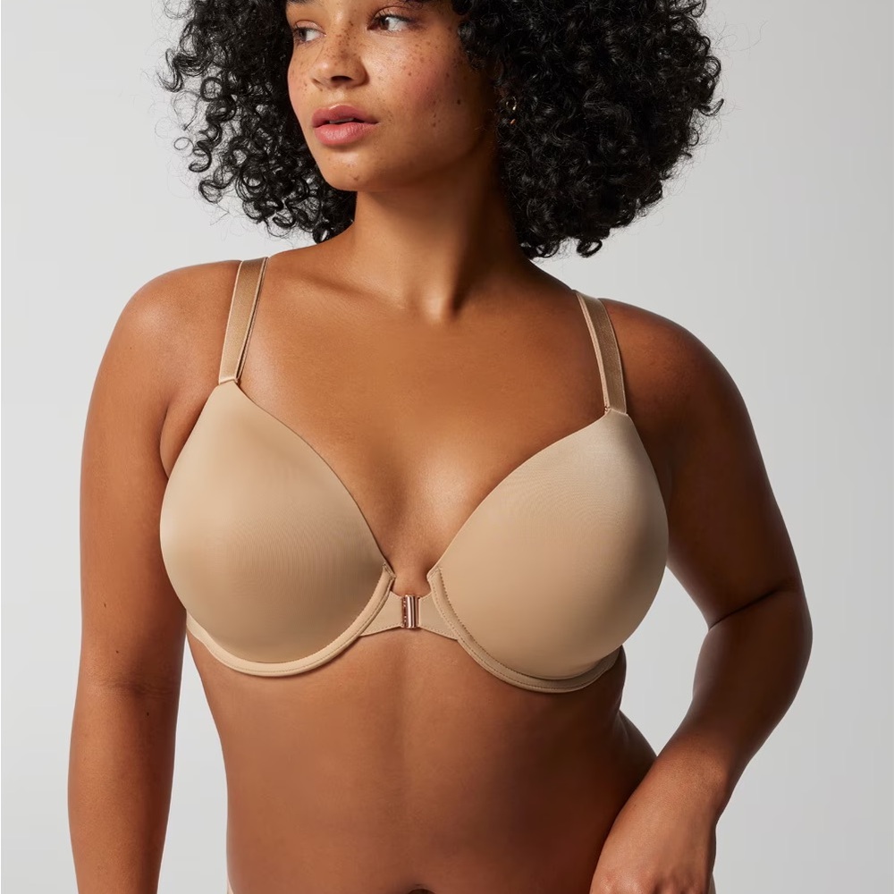 Soma vanishing 360 bra, front clasp, nude warm amber color, 36DDD